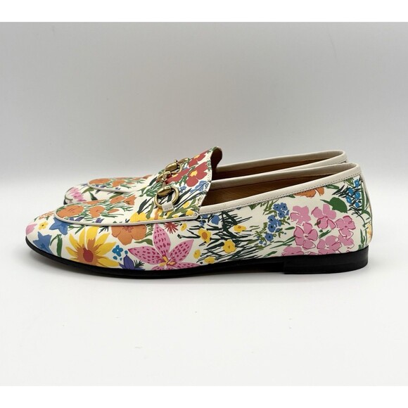 Gucci x Ken Scott Jordaan Floral Print Loafers Gold Horse-bit Accents Sz EU 38 - Picture 3 of 13